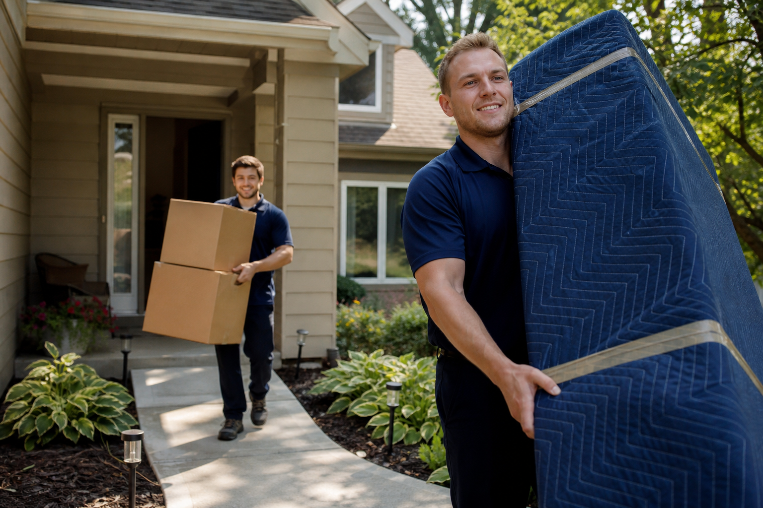 Woodbury movers carrying furniture at a local home